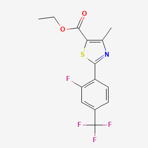 molecular formula C14H11F4NO2S B1320841 Ethyl 2-[2-fluoro-4-(trifluoromethyl)phenyl]-4-methyl-1,3-thiazole-5-carboxylate CAS No. 317319-35-0