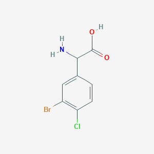 molecular formula C8H7BrClNO2 B13208481 2-Amino-2-(3-bromo-4-chlorophenyl)acetic acid 