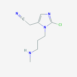 molecular formula C9H13ClN4 B13208499 2-{2-chloro-1-[3-(methylamino)propyl]-1H-imidazol-5-yl}acetonitrile 
