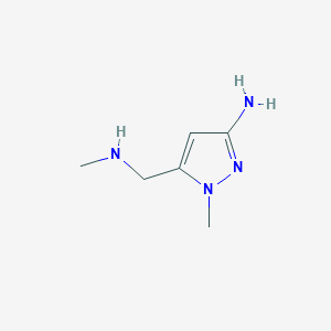 molecular formula C6H12N4 B13208518 1-Methyl-5-[(methylamino)methyl]-1H-pyrazol-3-amine 