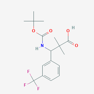 molecular formula C17H22F3NO4 B13208525 3-{[(Tert-butoxy)carbonyl]amino}-2,2-dimethyl-3-[3-(trifluoromethyl)phenyl]propanoic acid 