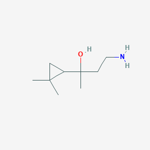 molecular formula C9H19NO B13208549 4-Amino-2-(2,2-dimethylcyclopropyl)butan-2-ol 
