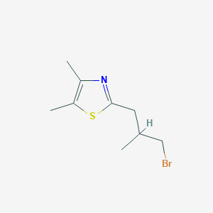 molecular formula C9H14BrNS B13208564 2-(3-Bromo-2-methylpropyl)-4,5-dimethyl-1,3-thiazole 