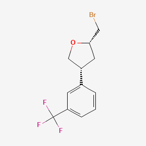 molecular formula C12H12BrF3O B13208566 (2S,4R)-2-(Bromomethyl)-4-[3-(trifluoromethyl)phenyl]oxolane 