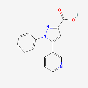 molecular formula C15H11N3O2 B1320857 1-Phenyl-5-pyridin-3-YL-1H-pyrazole-3-carboxylic acid CAS No. 1052595-22-8