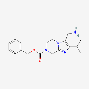 molecular formula C18H24N4O2 B13208585 Benzyl 3-(aminomethyl)-2-(propan-2-yl)-5H,6H,7H,8H-imidazo[1,2-a]pyrazine-7-carboxylate 