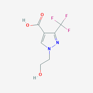 molecular formula C7H7F3N2O3 B13208645 1-(2-hydroxyethyl)-3-(trifluoromethyl)-1H-pyrazole-4-carboxylic acid 