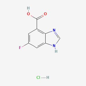 molecular formula C8H6ClFN2O2 B13208724 5-fluoro-1H-1,3-benzodiazole-7-carboxylic acid hydrochloride 
