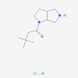 molecular formula C12H23ClN2O B13208736 3,3-Dimethyl-1-{octahydropyrrolo[2,3-c]pyrrol-1-yl}butan-1-one hydrochloride 
