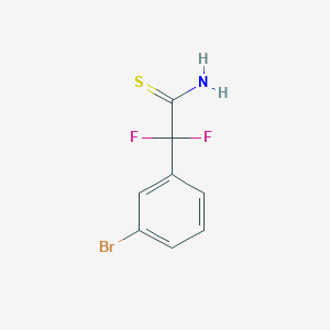 molecular formula C8H6BrF2NS B13208826 2-(3-Bromophenyl)-2,2-difluoroethanethioamide 