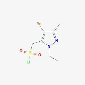 molecular formula C7H10BrClN2O2S B13208857 (4-Bromo-1-ethyl-3-methyl-1H-pyrazol-5-YL)methanesulfonyl chloride 
