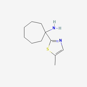 molecular formula C11H18N2S B13209037 1-(5-Methyl-1,3-thiazol-2-yl)cycloheptan-1-amine 