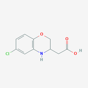 molecular formula C10H10ClNO3 B13209051 2-(6-chloro-3,4-dihydro-2H-benzo[b][1,4]oxazin-3-yl)acetic acid 
