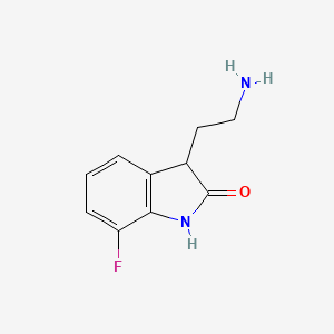 molecular formula C10H11FN2O B13209197 3-(2-aminoethyl)-7-fluoro-2,3-dihydro-1H-indol-2-one 