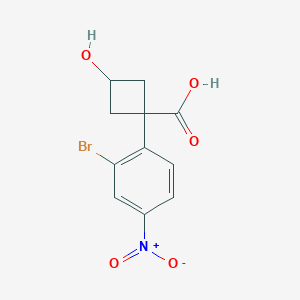 molecular formula C11H10BrNO5 B13209316 (1S,3s)-1-(2-bromo-4-nitrophenyl)-3-hydroxycyclobutane-1-carboxylic acid 