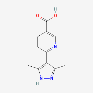 molecular formula C11H11N3O2 B13209414 6-(3,5-Dimethyl-1H-pyrazol-4-YL)nicotinic acid 