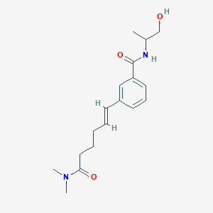 molecular formula C18H26N2O3 B13209471 3-[5-(Dimethylcarbamoyl)pent-1-en-1-yl]-N-(1-hydroxypropan-2-yl)benzamide CAS No. 1955564-26-7