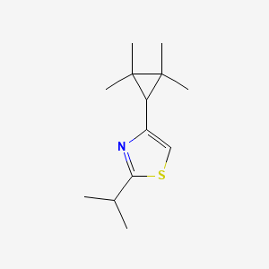 molecular formula C13H21NS B13209522 2-(Propan-2-yl)-4-(2,2,3,3-tetramethylcyclopropyl)-1,3-thiazole 