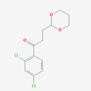 molecular formula C13H14Cl2O3 B1320960 2',4'-二氯-3-(1,3-二氧六环-2-基)丙酮 CAS No. 884504-46-5