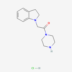molecular formula C14H20ClN3O B13209678 2-(2,3-dihydro-1H-indol-1-yl)-1-(piperazin-1-yl)ethan-1-one hydrochloride CAS No. 1193390-43-0