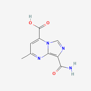 molecular formula C9H8N4O3 B13209689 8-Carbamoyl-2-methylimidazo[1,5-a]pyrimidine-4-carboxylic acid 