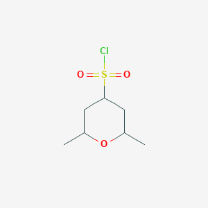 molecular formula C7H13ClO3S B13209811 2,6-Dimethyloxane-4-sulfonyl chloride 