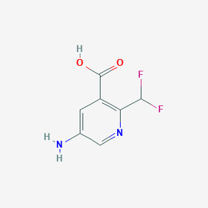 molecular formula C7H6F2N2O2 B13209872 5-Amino-2-(difluoromethyl)pyridine-3-carboxylic acid 