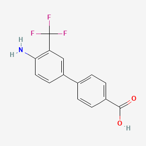 molecular formula C14H10F3NO2 B13209923 4-[4-Amino-3-(trifluoromethyl)phenyl]benzoic acid 