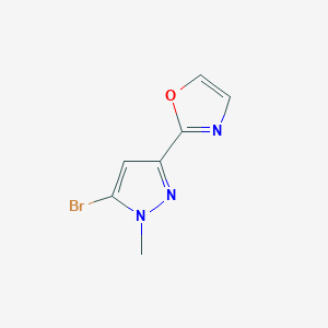 molecular formula C7H6BrN3O B13209970 2-(5-Bromo-1-methyl-1H-pyrazol-3-yl)-1,3-oxazole 