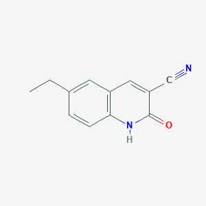 molecular formula C12H10N2O B13210018 6-Ethyl-2-hydroxyquinoline-3-carbonitrile 