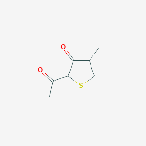 molecular formula C7H10O2S B132101 2-Acetyl-3-keto-4-methyl-4,5-dihydrothiophene CAS No. 142267-90-1