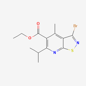 molecular formula C13H15BrN2O2S B13210274 Ethyl 3-bromo-4-methyl-6-(propan-2-yl)-[1,2]thiazolo[5,4-b]pyridine-5-carboxylate 