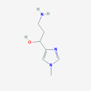 molecular formula C7H13N3O B13210304 3-Amino-1-(1-methyl-1H-imidazol-4-yl)propan-1-ol 