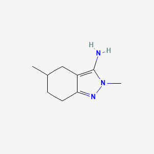 molecular formula C9H15N3 B13210358 2,5-Dimethyl-4,5,6,7-tetrahydro-2H-indazol-3-amine 