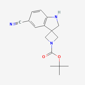 molecular formula C16H19N3O2 B13210418 tert-Butyl 5'-cyano-1',2'-dihydrospiro[azetidine-3,3'-indole]-1-carboxylate 