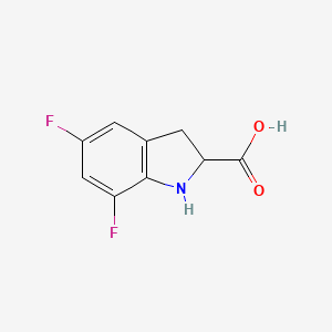 molecular formula C9H7F2NO2 B13210437 5,7-Difluoro-2,3-dihydro-1H-indole-2-carboxylic acid 