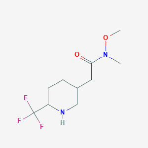 molecular formula C10H17F3N2O2 B13210478 N-Methoxy-N-methyl-2-[6-(trifluoromethyl)piperidin-3-yl]acetamide 