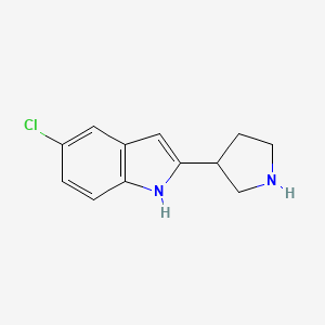molecular formula C12H13ClN2 B13210496 5-Chloro-2-(pyrrolidin-3-YL)-1H-indole 