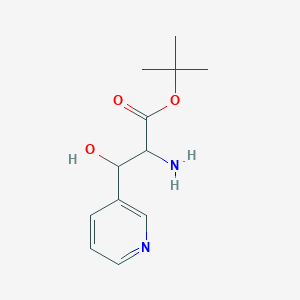 molecular formula C12H18N2O3 B13210540 tert-Butyl 2-amino-3-hydroxy-3-(pyridin-3-yl)propanoate 