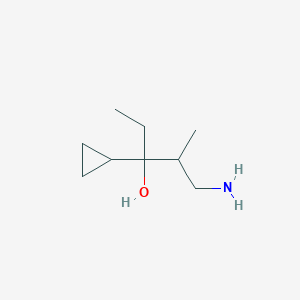 molecular formula C9H19NO B13210565 1-Amino-3-cyclopropyl-2-methylpentan-3-ol 