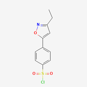 molecular formula C11H10ClNO3S B13210570 4-(3-Ethyl-1,2-oxazol-5-yl)benzene-1-sulfonyl chloride 