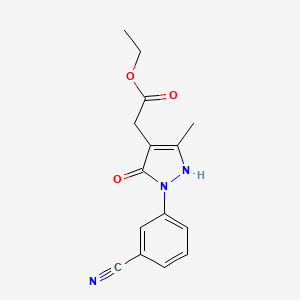 molecular formula C15H15N3O3 B13210609 Ethyl 2-[2-(3-cyanophenyl)-5-methyl-3-oxo-2,3-dihydro-1H-pyrazol-4-yl]acetate 