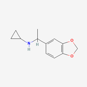 molecular formula C12H15NO2 B13210633 N-[1-(2H-1,3-Benzodioxol-5-YL)ethyl]cyclopropanamine 