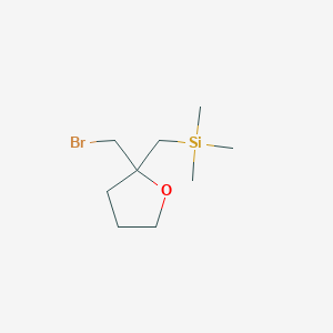 molecular formula C9H19BrOSi B13210681 {[2-(Bromomethyl)oxolan-2-yl]methyl}trimethylsilane 