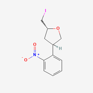 molecular formula C11H12INO3 B13210726 (2R,4R)-2-(Iodomethyl)-4-(2-nitrophenyl)oxolane 