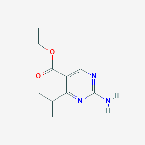 molecular formula C10H15N3O2 B13210781 Ethyl 2-amino-4-(1-methylethyl)pyrimidine-5-carboxylate CAS No. 127957-84-0