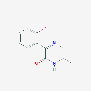 molecular formula C11H9FN2O B13210808 3-(2-Fluorophenyl)-6-methyl-1,2-dihydropyrazin-2-one 