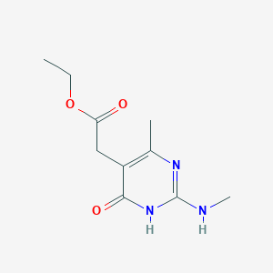 molecular formula C10H15N3O3 B13210810 Ethyl 2-[4-methyl-2-(methylamino)-6-oxo-1,6-dihydropyrimidin-5-yl]acetate 