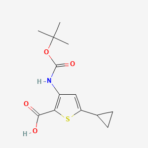 molecular formula C13H17NO4S B13210892 3-{[(Tert-butoxy)carbonyl]amino}-5-cyclopropylthiophene-2-carboxylic acid 