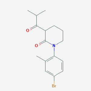 molecular formula C16H20BrNO2 B13210937 1-(4-Bromo-2-methylphenyl)-3-(2-methylpropanoyl)piperidin-2-one 